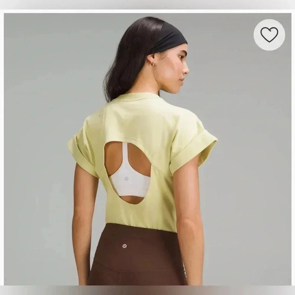 Lululemon Cotton T Shirt Bodysuit NWT Light Lime Green Open Back Women’s Small - Picture 3 of 12